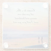 マタイ11:28来私に疲れた海 ガラスコースター (裏面)