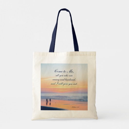 マタイ11:28来私に疲れた海 トートバッグ (裏面)