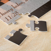 マタイ11:28海サンセットピア ジグソーパズル (側面)