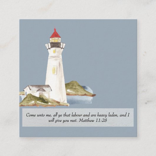 マタイ11:28灯台 スクエア名刺 (正面)