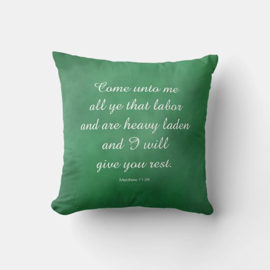 マタイ11:28聖書の心地よいと強さの聖句 クッション (正面)