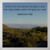 マタイ11:28 KJV 壁画 - 聖書ポスター ポスター (正面)