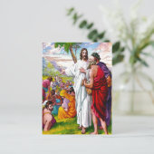 マタイ14:13-21イエス5000食べ物を与え人葉書 ポストカード (スタンド正面)