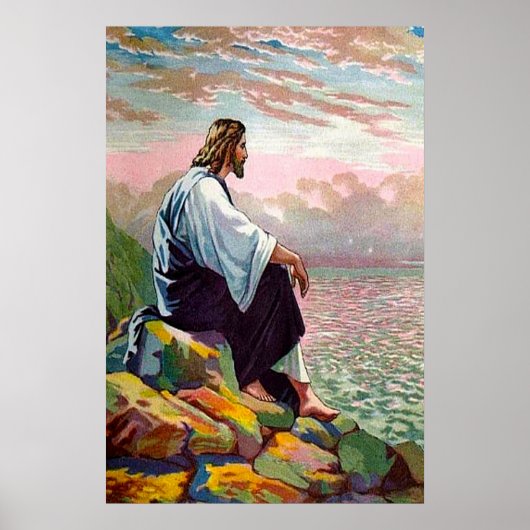 マタイ14:22-23イエス祈は一人で ポスター (正面)