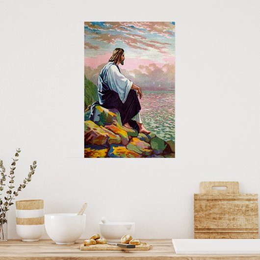 マタイ14:22-23イエス祈は一人で ポスター (キッチン)