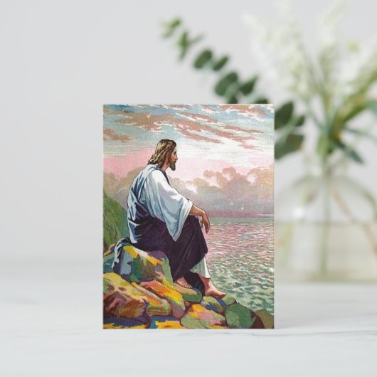 マタイ14:22-23イエス祈自身のはがき ポストカード (スタンド正面)