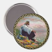 マタイ14:22-23祈海によってイエス マグネット (正面/裏面)