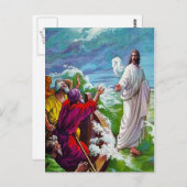 マタイ14:24-33イエスが海のはがきに歩く ポストカード (正面/裏面)