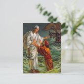 マタイ14:28-33主、私はこ救の葉書 ポストカード (スタンド正面)