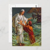 マタイ14:28-33主、私はこ救の葉書 ポストカード (正面/裏面)