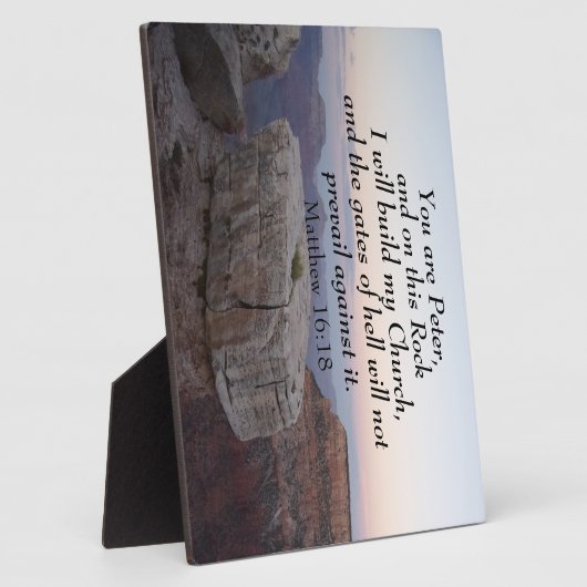 マタイ16:18あなたはペテロであり、この岩の上にいる フォトプラーク (側面)