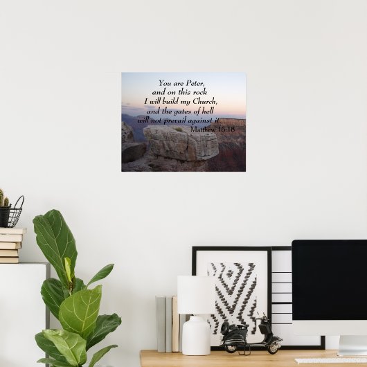 マタイ16:18あなたはペテロであり、この岩の上にいる ポスター (ホームオフィス)