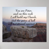 マタイ16:18あなたはペテロであり、この岩の上にいる ポスター (正面)