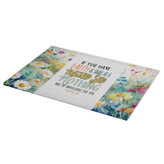 マタイ17:20マスタード種の聖書の聖句としての信仰 カッティングボード (角)