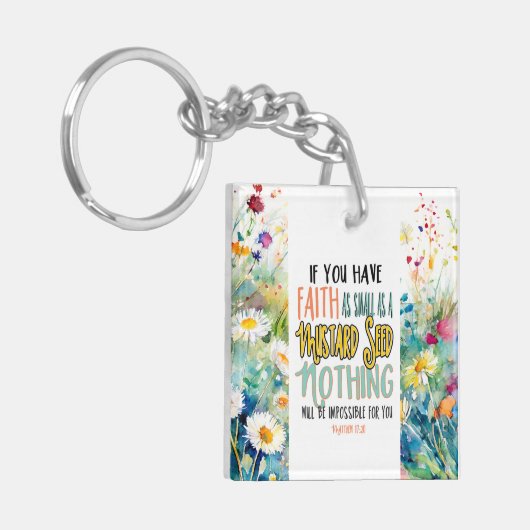 マタイ17:20マスタード種の聖書の聖句としての信仰 キーホルダー (正面左)