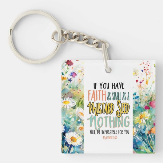 マタイ17:20マスタード種の聖書の聖句としての信仰 キーホルダー (正面)