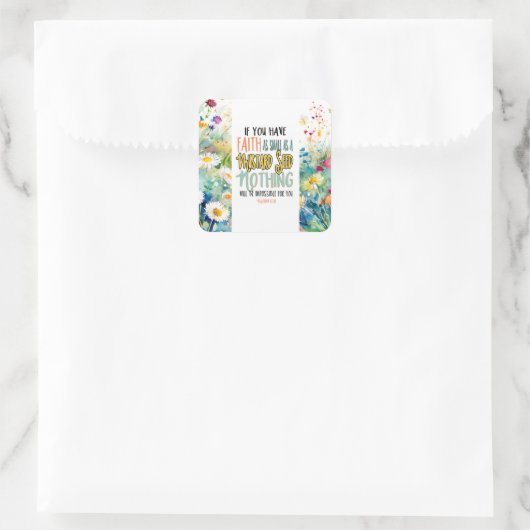 マタイ17:20マスタード種の聖書の聖句としての信仰 スクエアシール (バッグ)