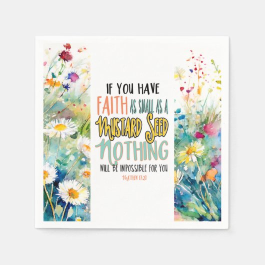 マタイ17:20マスタード種の聖書の聖句としての信仰 スタンダードカクテルナプキン (正面)