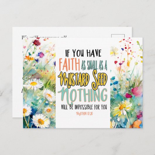 マタイ17:20マスタード種の聖書の聖句としての信仰 ポストカード (正面/裏面)
