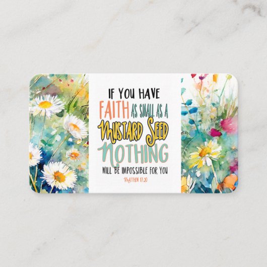 マタイ17:20マスタード種の聖書の聖句としての信仰 名刺 (正面)