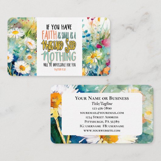 マタイ17:20マスタード種の聖書の聖句としての信仰 名刺 (正面/裏面)