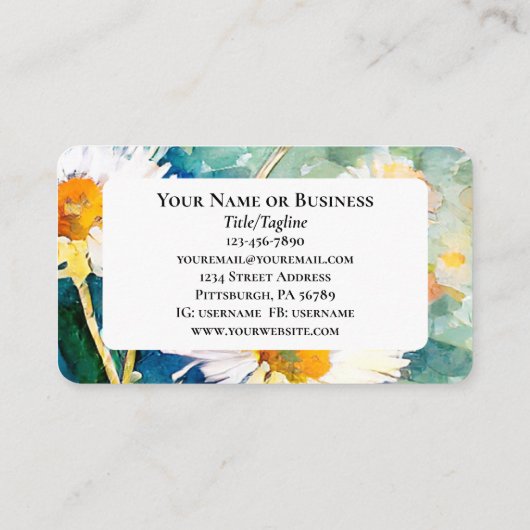 マタイ17:20マスタード種の聖書の聖句としての信仰 名刺 (裏面)