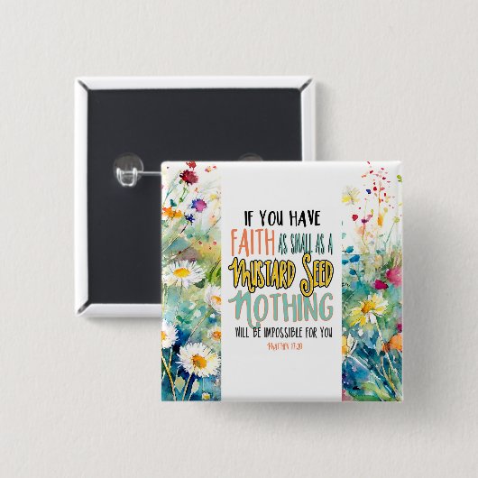 マタイ17:20マスタード種の聖書の聖句としての信仰 缶バッジ (正面&裏面)