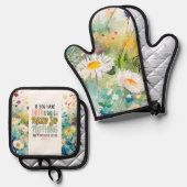 マタイ17:20マスタード種の聖書の聖句としての信仰 鍋つかみ&鍋敷きセット (正面/裏面)