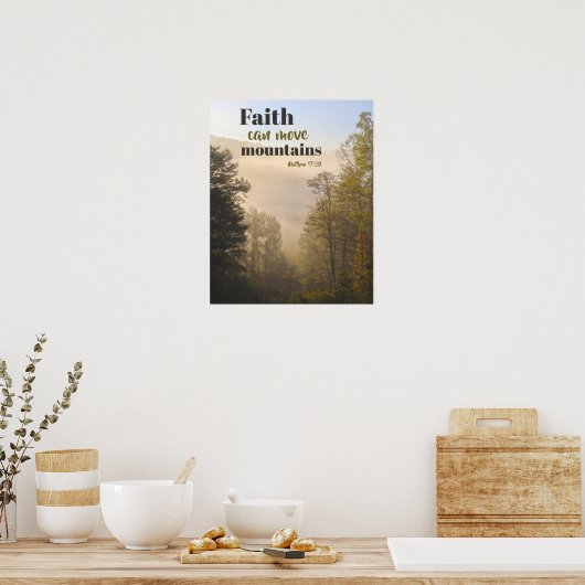 マタイ17:20信仰は山を動かすことができる ポスター (キッチン)