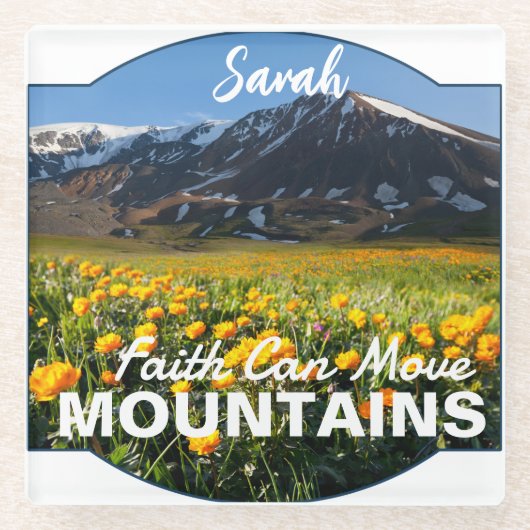 マタイ17:20信仰は山を移動することができカスタムる ガラスコースター (正面)