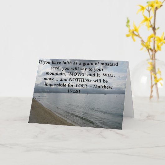 マタイ17:20 -やる気を起こさせる感動的引用文 カード (黄色い花)