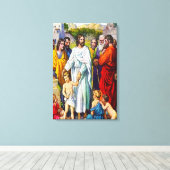 マタイ19:13-15小さな来子供イエス キャンバスプリント (インサイチュ (ウッドフロア))