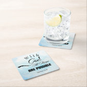 マタイ19:26タイポグラフィデザイン スクエアペーパーコースター (インサイチュ)