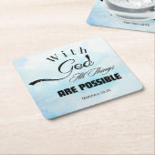 マタイ19:26タイポグラフィデザイン スクエアペーパーコースター (アングル)