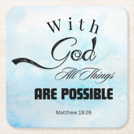 マタイ19:26タイポグラフィデザイン スクエアペーパーコースター