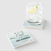 マタイ19:26タイポグラフィデザイン ストーンコースター (横)