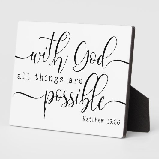 マタイ19:26バイブル聖なる書物、 経典ファームハウスサイン フォトプラーク (側面)