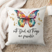 マタイ19:26万物は可能な蝶 クッション (ブランケット)