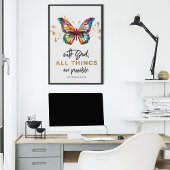 マタイ19:26万物は可能な蝶 ポスター