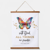 マタイ19:26万物は可能な蝶 吊り下げ型タペストリー (正面)
