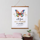 マタイ19:26万物は可能な蝶 吊り下げ型タペストリー (寝室)