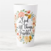 マタイ19:26神との聖なる書物、 経典フローラ カフェラテマグ (正面)