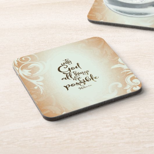 マタイ19:26神と共にすべてのことが可能である コースター (左側)