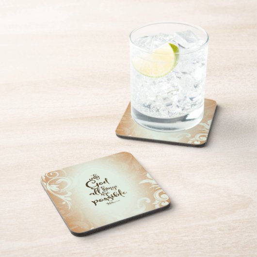 マタイ19:26神と共にすべてのことが可能である コースター (右側)