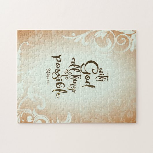 マタイ19:26神と共にすべてのことが可能である ジグソーパズル (横)