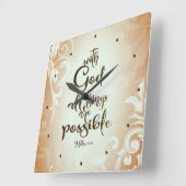 マタイ19:26神と共にすべてのことが可能である スクエア壁時計 (傾斜)