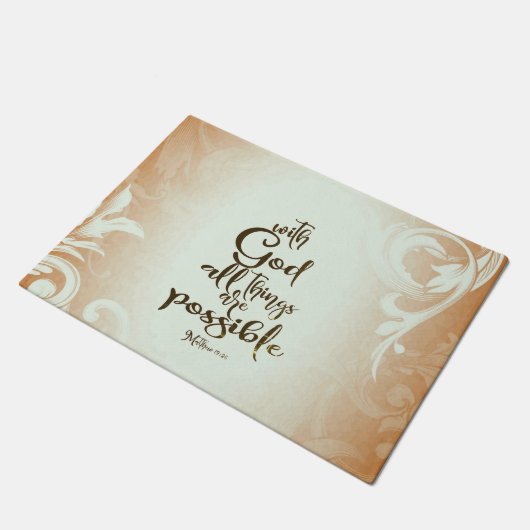 マタイ19:26神と共にすべてのことが可能である ドアマット (アングル)