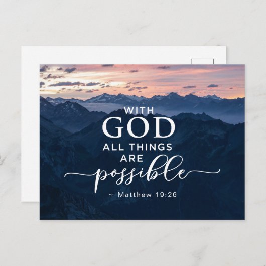 マタイ19:26神と共にすべてのことが可能である ポストカード (正面/裏面)