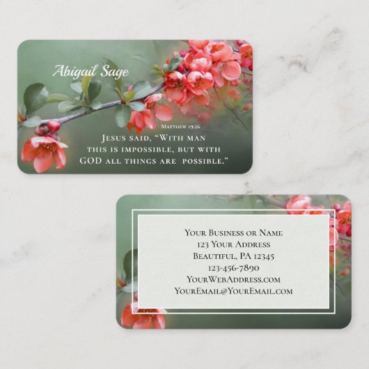 マタイ19:26神と共にすべての事は可能である 名刺 (正面/裏面)