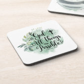 マタイ19:26神と共に可能な葉 コースター (左側)